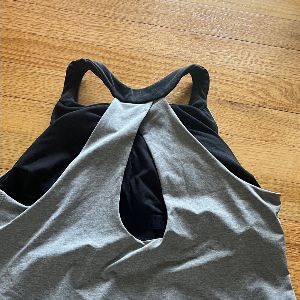 Lucy Heather Gray Tank with Black Trim - Women's Athletic Halter - Picture 5 of 7